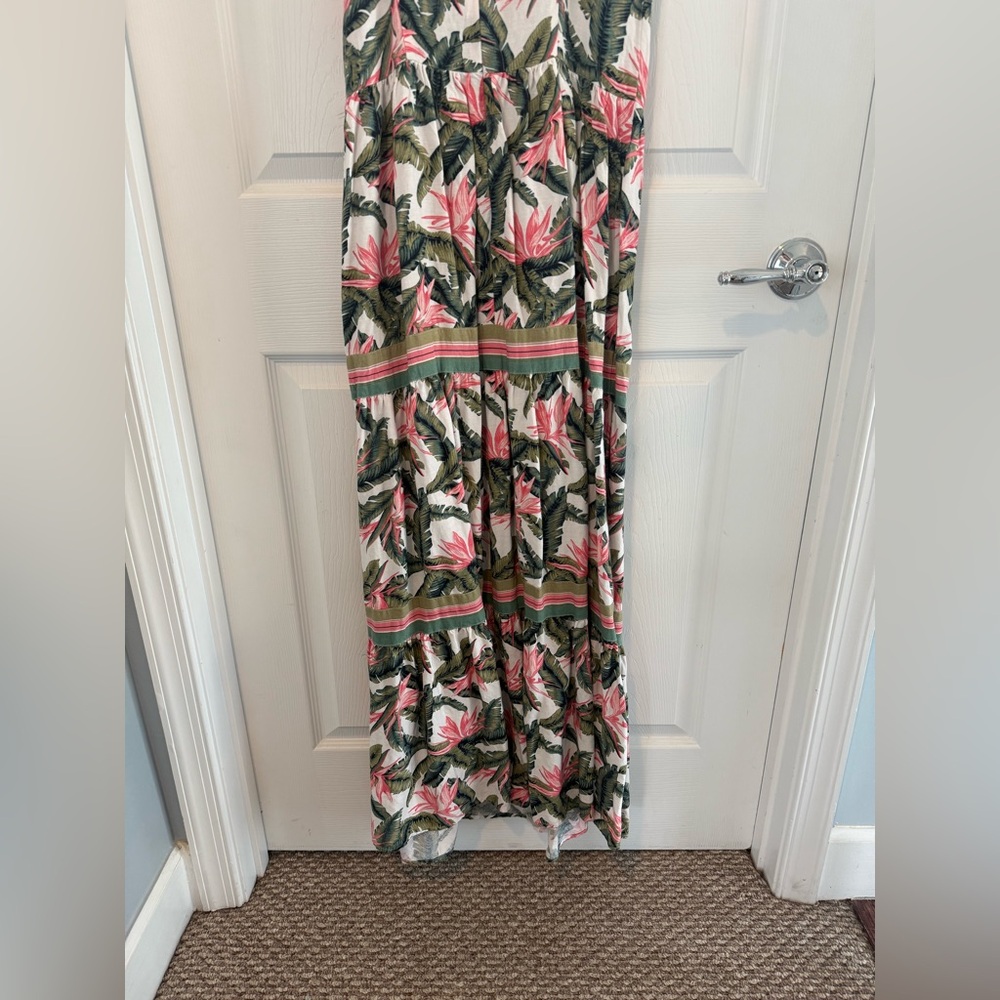 Loft Linen Blend Tropical Print Maxi Dress size 4 - Picture 4 of 15